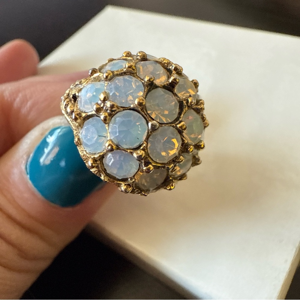 Vintage Dome Cluster Ring Faux Opal Adjustable Size